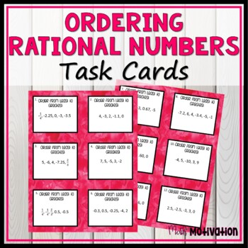 Preview of Ordering Rational Numbers Task Cards