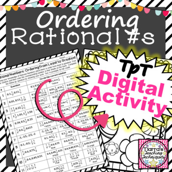 Preview of Ordering Rational Numbers Worksheet and Digital Activity distance learning