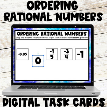 Preview of Ordering Rational Numbers as Fractions & Decimals Drag & Drop Digital Task Cards