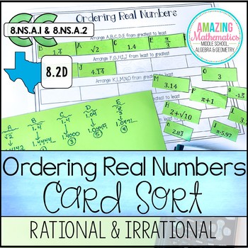 Preview of Ordering Real Numbers Activity (Rational and Irrational)