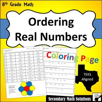 Preview of Ordering Real Numbers Coloring Activity plus Extra Practice