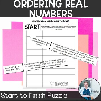 Preview of Ordering Real Numbers Start to Finish Puzzle TEKS 8.2a Math Activity