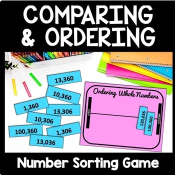 Preview of Comparing & Ordering Whole Numbers Game, Place Value Review 4th Grade Sort