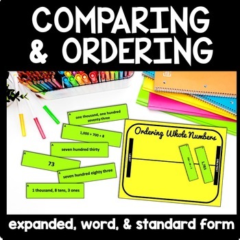Preview of 4th Grade Comparing & Ordering Numbers Game Standard Word Expanded Form Practice