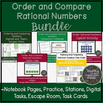 Preview of Comparing and Ordering Rational Numbers BUNDLE--Stations, Notebook