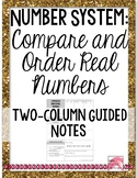 Ordering and Comparing Real Numbers Guided Notes PDF 8.NS.