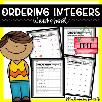 Preview of Ordering and comparing integers worksheet