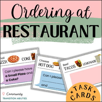 Preview of Ordering at Restaurants | 3 Levels | Going Out to Eat TASK CARDS Activity