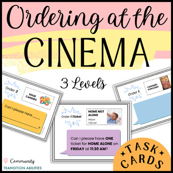 Preview of Ordering at the Movie Theater | Life Skills Communication Activity | TASK CARDS