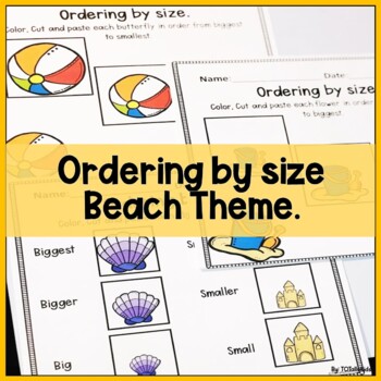 Preview of Ordering by size, Kindergarten math activity.