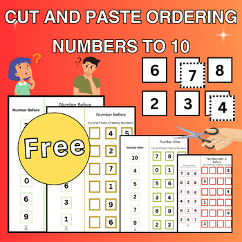 Preview of Ordering numbers to 10 cut and paste printables number after before worksheets