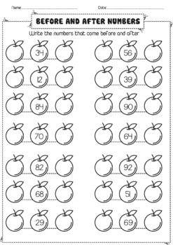 Ordering numbers to 100 / Missing numbers (Before and After numbers)