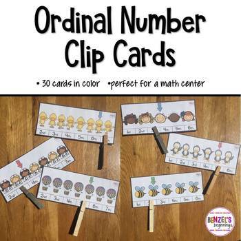 ordinal number clip cards by benzels beginnings tpt