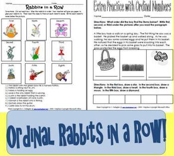 Preview of Ordinal Number Math Activity with a Bunny Theme!