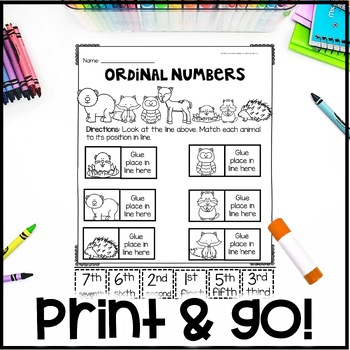 Ordinal Number Worksheets by Glitter and Glue 4 K-2 | TpT