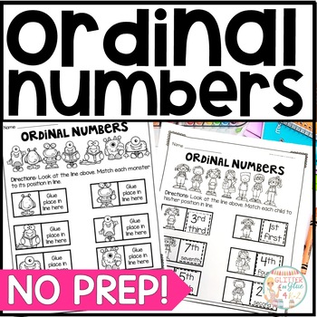 Preview of Ordinal Number Worksheets - For Kindergarten & First Grade - No Prep!