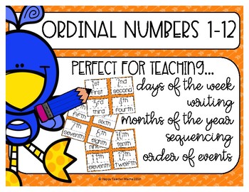 Preview of Ordinal Numbers 1-12 FREEBIE!!