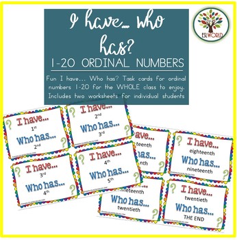 ordinal numbers 1 20 i have who has game tpt