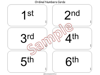 Ordinal Words and Numbers Word Wall and Matching Activity Cards