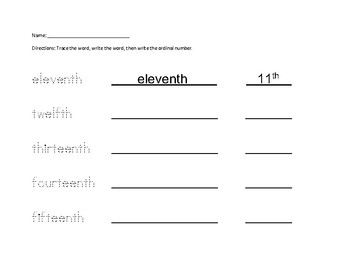 ordinal numbers to 20 worksheets teaching resources tpt