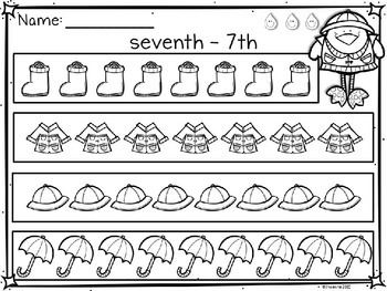 ordinal numbers 1st to 10th by kindergarten printables tpt