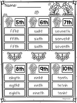ordinal numbers 1st to 10th by kindergarten printables tpt