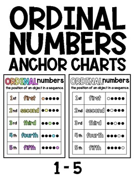 ordinal numbers anchor chart poster 1 5 by teach fun in first