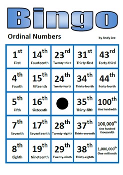 ordinal numbers bingo by powerpoint games and bingo