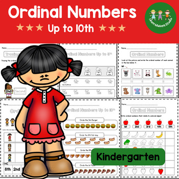 Preview of Kindergarten Ordinal Numbers Worksheets No Prep