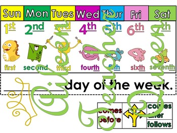 Ordinal Numbers And Days Of The Week Monster Friends And Dino S Week Booklet