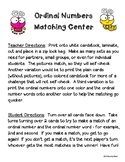 Ordinal Numbers to 20 Matching Center Game