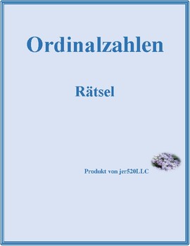 Preview of Ordinalzahlen (Ordinal Numbers in German) Puzzle