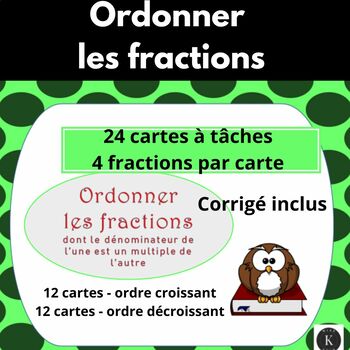 Preview of Ordonner les fractions - cartes à tâches