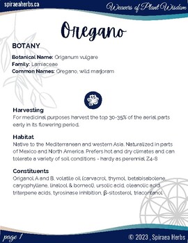 Preview of Oregano ~ Origanum vulgare Herbal Mini-Book (Monograph)