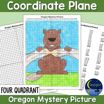 Preview of Oregon Coordinate Plane Mystery Graphing Picture | Fun Math State Freebie