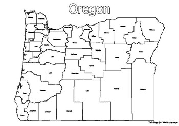 Preview of Oregon State Map with Counties Coloring and Learning