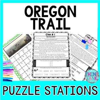 Preview of Oregon Trail Puzzle Stations Activity - Manifest Destiny and Westward Expansion