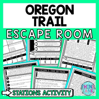 Preview of Oregon Trail Escape Room Stations - Reading Comprehension Activity