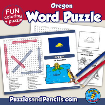 Oregon Word Search Puzzle with Coloring Activity Page | Wordsearch