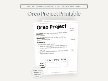 Preview of Oreo Project | Math Project | Scientific Method Project | Science Project