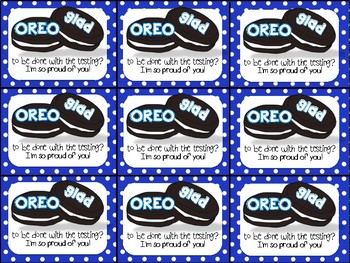 Preview of Oreo Testing Motivation Treat Tags (Oreo glad to be done with the testing)