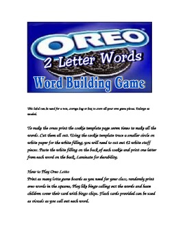 Preview of Oreo Two Letter Word Building Game
