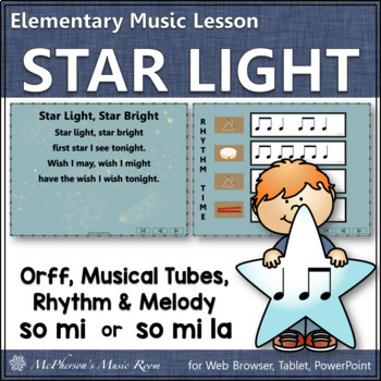 Preview of Orff Arrangement & Elementary Music Lesson Star Light Star Bright