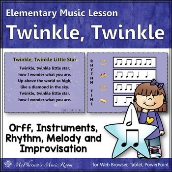 Preview of Orff Arrangement ~ Twinkle, Twinkle: Orff, Rhythm, Melody & Improvisation