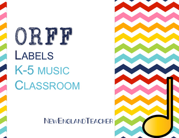 Preview of Orff Labels for Elementary Music Classroom Decor or Bulletin Board Chevron