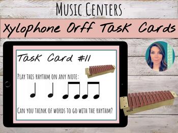 Preview of Orff Xylophone Music Center Printable & Digital Task Cards for Google Slides