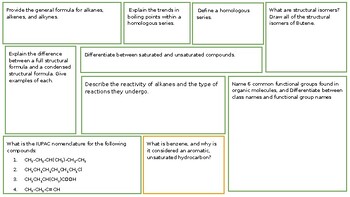 Preview of Organic Chemistry Revision mat - Senior