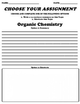 Preview of Organic Chemistry UDL Choice Board Worksheet