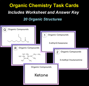 Preview of Organic Naming and Structures Task Cards Activity