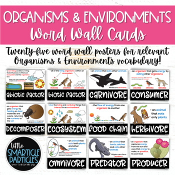Preview of Organisms and Environments Science Vocabulary Word Wall Cards